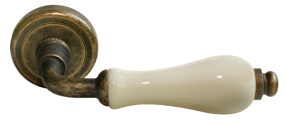 Ручка дверная CERAMICA R4 OBR/CHAMP раздельная на круглой розетке, цвет - бронза/шампань, латунь фото купить Москва