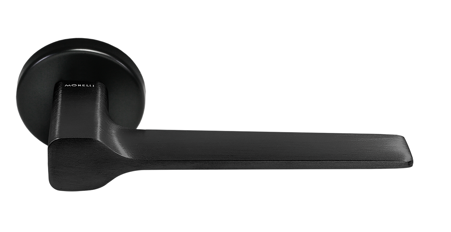 Ручка дверная GRAND CARAT R5 NERO-ST на круглой розетке, цвет - черный "soft-touch" фото купить Москва