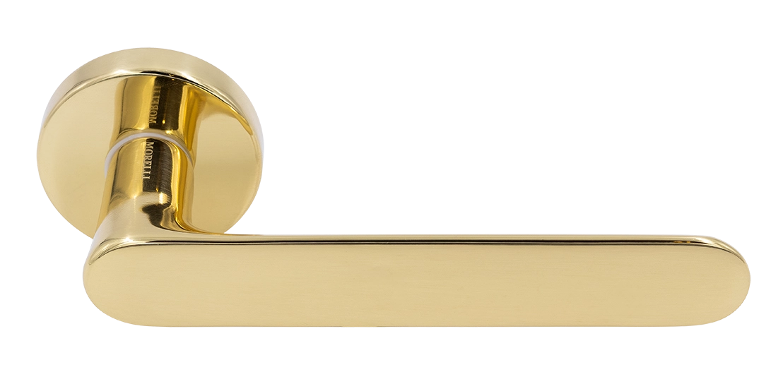 Ручка дверная LE BOAT R5 OTL раздельная на круглой розетке, цвет золото, латунь фото купить Москва
