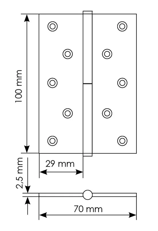 Петля карточная разъемная MSND 100X70X2.5 W R с подшипником стальная правая, врезная, цвет белый, сталь фото купить в Москве