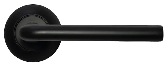 Ручка дверная КОЛОННА MH-03 BL раздельная на круглом основании, цвет черный, ЦАМ Light фото купить в Москве
