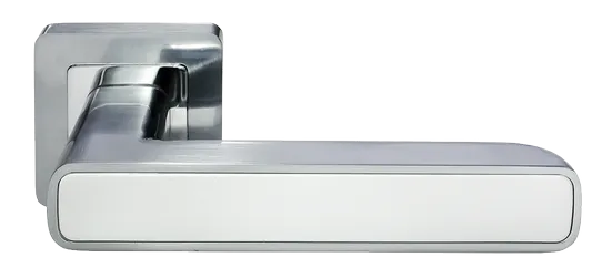 Ручка дверная FLEX MH-44 SC/W-S55 раздельная на квадратной розетке, цвет матовый хром/белый, ЦАМ Light фото купить Москва
