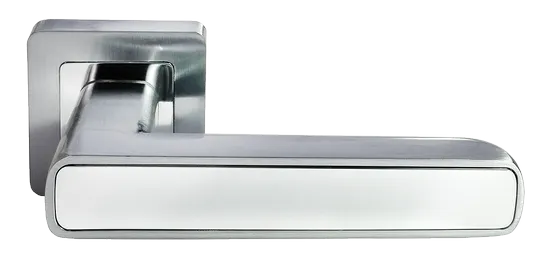 Ручка дверная FLEX MH-44 SC/CP-S55 раздельная на квадратной накладке, цвет матовый хром/хром, ЦАМ Light фото купить Москва