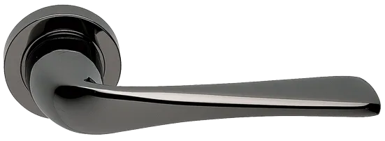 Ручка дверная LE MANS R2 NIN раздельная на круглой розетке, цвет черный никель, латунь фото купить Москва