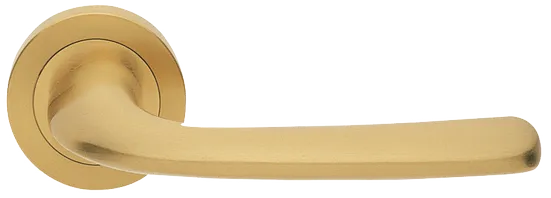 Ручка дверная SAND R2 OSA раздельная на круглой розетке из латуни, цвет матовое золото, латунь фото купить Москва
