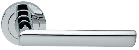 Ручка дверная STELLA R2 CRO раздельная на круглой розетке, цвет хром, латунь фото купить Москва