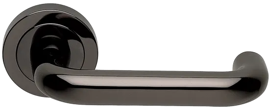 Ручка дверная IRIS R2 NIN раздельная на круглой розетке, цвет черный никель, латунь фото купить Москва