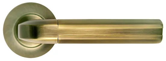 Ручка дверная МОЗАИКА MH-11 MAB/AB раздельная на круглой розетке цвет бронза/античная, ЦАМ фото купить Москва