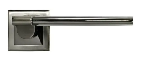 Ручка дверная AGBAR MH-21 SN/BN-S раздельная на квадратной накладке, цвет бел. никель/черн. никель, ЦАМ Light фото купить в Москве