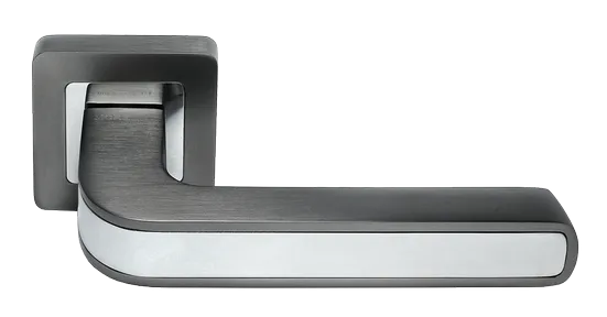 Ручка дверная EON MH-46 GR/CP-S55 раздельная на квадратной розетке, цвет графит/хром, ЦАМ Light фото купить Москва