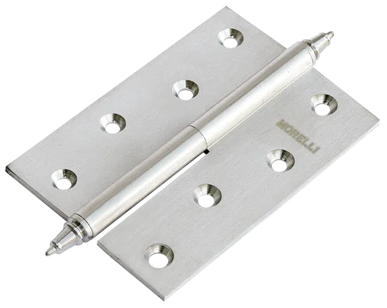 Петля разъемная латунная карточная MB 100X70X3 SN L C  с коронкой левая, врезная, цвет белый никель фото купить Москва