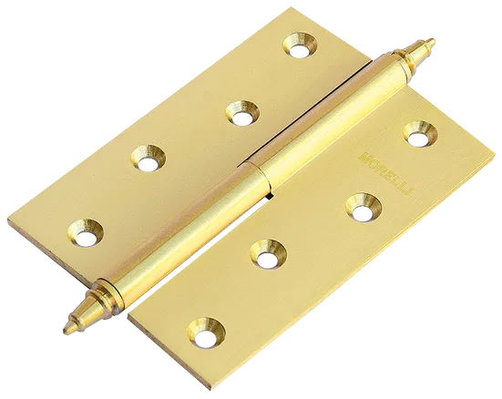 Петля разъемная карточная MB 100X70X3 SG L C латунная с коронкой левая, врезная цвет матовое золото фото купить Москва