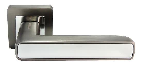 Ручка дверная FLEX MH-44 GR/CP-S55 раздельная на квадратном основании, цвет графит/хром, ЦАМ Light фото купить Москва