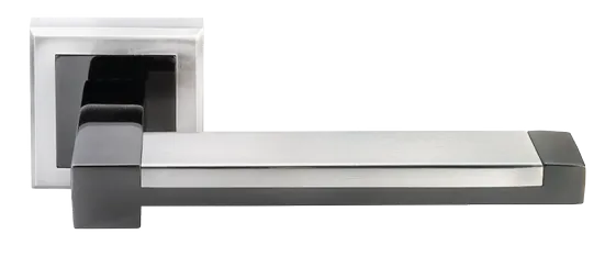 Ручка дверная SANIBEL MH-39 SN/BN-S раздельная на квадратной розетке, цвет бел. никель/черн. никель, ЦАМ Light фото купить Москва