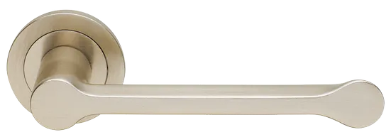 Ручка дверная RAIN R1 NIS раздельная на круглой розетке, цвет матовый никель, латунь фото купить Москва