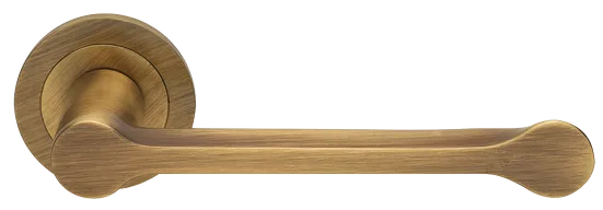 Ручка дверная RAIN R1 OBR раздельная на круглой розетке, цвет кофе, латунь фото купить Москва