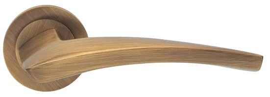 Ручка дверная WIND R1 OBR раздельная на круглой розетке, цвет кофе, латунь фото купить Москва