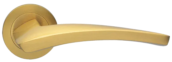 Ручка дверная WIND R1 OSA раздельная на круглой розетке, цвет матовое золото, латунь фото купить Москва