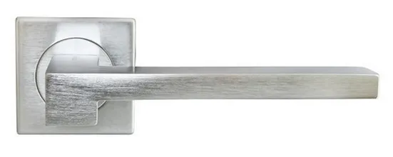Ручка дверная STONE NC-2-S1 CSA раздельная на квадратной розетке, цвет матовый хром, латунь фото купить Москва