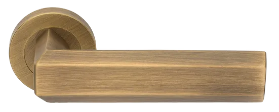 Ручка дверная HARMONY R2 OBR раздельная на круглой розетке, цвет кофе, латунь фото купить Москва
