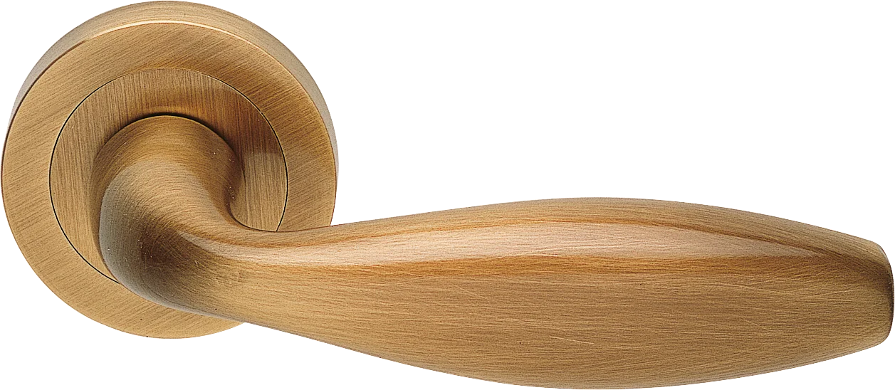 Ручка дверная SIENA R2 OBR раздельная на круглой розетке, цвет кофе, латунь фото купить Москва