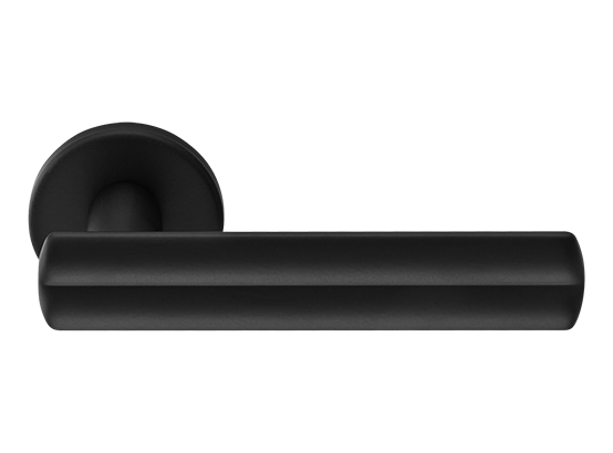 Ручка дверная PANATHENAIC R5 NERO на круглой розетке, цвет - черный "soft-touch" фото купить Москва