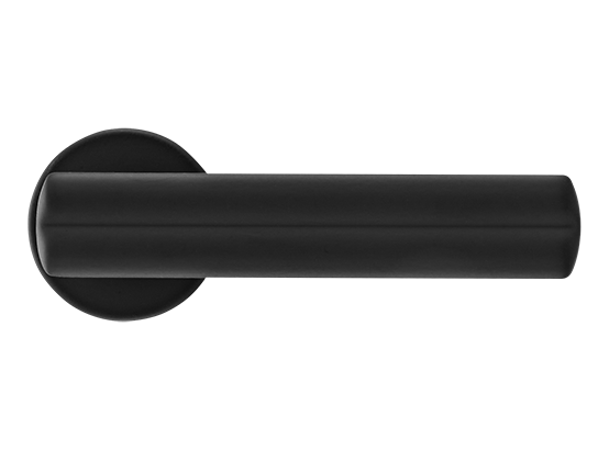 Ручка дверная PANATHENAIC R5 NERO на круглой розетке, цвет - черный "soft-touch" фото купить в Москве