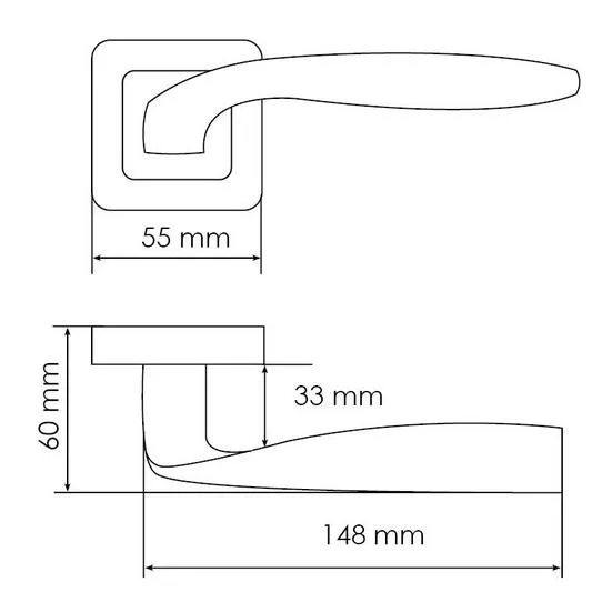 Ручка дверная SHELL MH-45 GR/CP-S55 раздельная на квадратной розетке, цвет графит/хром, ЦАМ Light фото купить в Москве