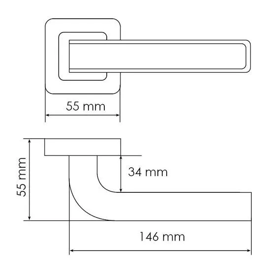 Ручка дверная EON MH-46 GR/CP-S55 раздельная на квадратной розетке, цвет графит/хром, ЦАМ Light фото фурнитура Москва